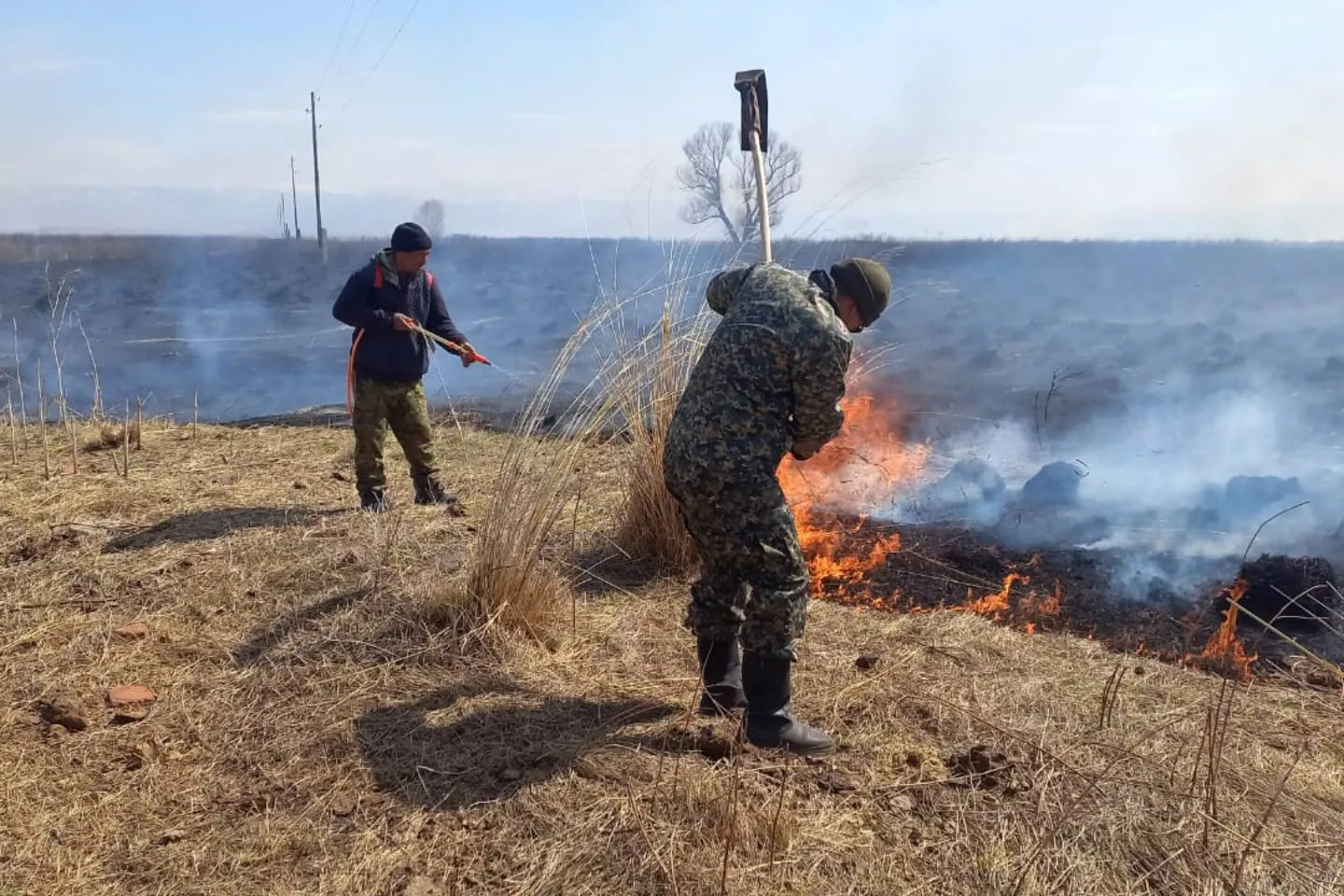 Усть-Каменогорск и ВКО / В районе Алтай ВКО сразу в двух местах вспыхнуло пламя