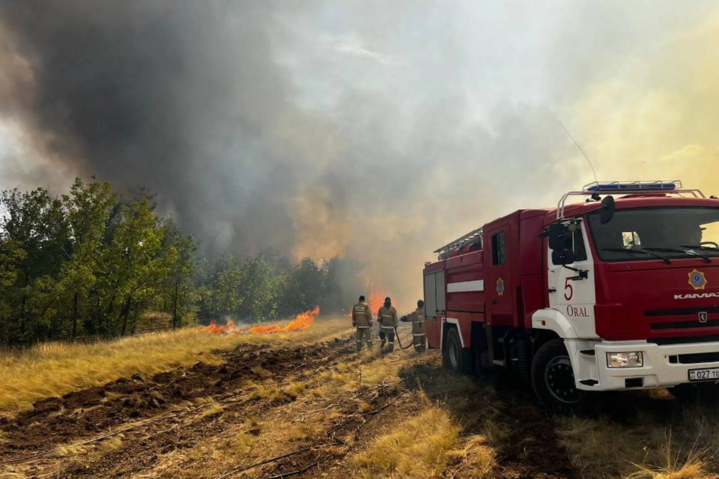 Происшествия в Казахстане и мире / Сразу 30 пожаров тушат спасатели в Западно-Казахстанской области